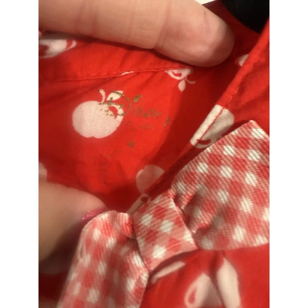 VTG Disney Girls Size 4 Snow White Red Apple Gingham Bow Dress‎ Cottage Core Y2K